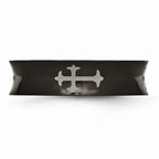 Cross Wedding Band in Black IP-Plated Stainless Steel, 6mm