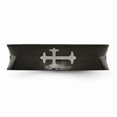 Stainless Steel Concave Crosses & Black IP-plated 6mm Band