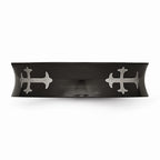 Cross Wedding Band in Black IP-Plated Stainless Steel, 6mm