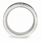 Black IP Laser-Cut Wedding Band in Stainless Steel with CZ, 8mm