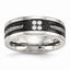 Black IP Laser-Cut Wedding Band in Stainless Steel with CZ, 8mm