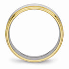 Grooved Wedding Band in Stainless Steel with Gold IP Plating, 6mm