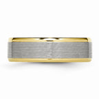 Grooved Wedding Band in Stainless Steel with Gold IP Plating, 6mm