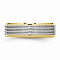 Sophia Jewelers Stainless Steel Polished Wedding Band with Gold Tone Grooves