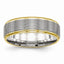 Grooved Wedding Band in Stainless Steel with Gold IP Plating, 6mm