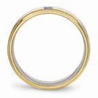 CZ Grooved Wedding Band in Stainless Steel with Gold IP, 6mm