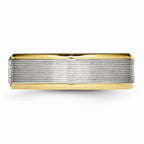 CZ Grooved Wedding Band in Stainless Steel with Gold IP, 6mm