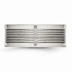 Grooved Comfort-Fit Wedding Band in Stainless Steel, 8mm