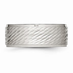 Ridged Edge Wedding Band in Stainless Steel, 9mm