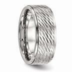 Ridged Edge Wedding Band in Stainless Steel, 9mm