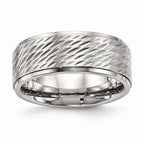 Ridged Edge Wedding Band in Stainless Steel, 9mm