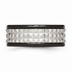 Black Studded Wedding Band in Stainless Steel, 9mm