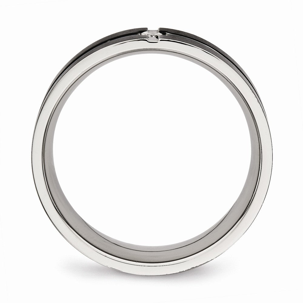 Black CZ Comfort-Fit Wedding Band in Stainless Steel, 8mm