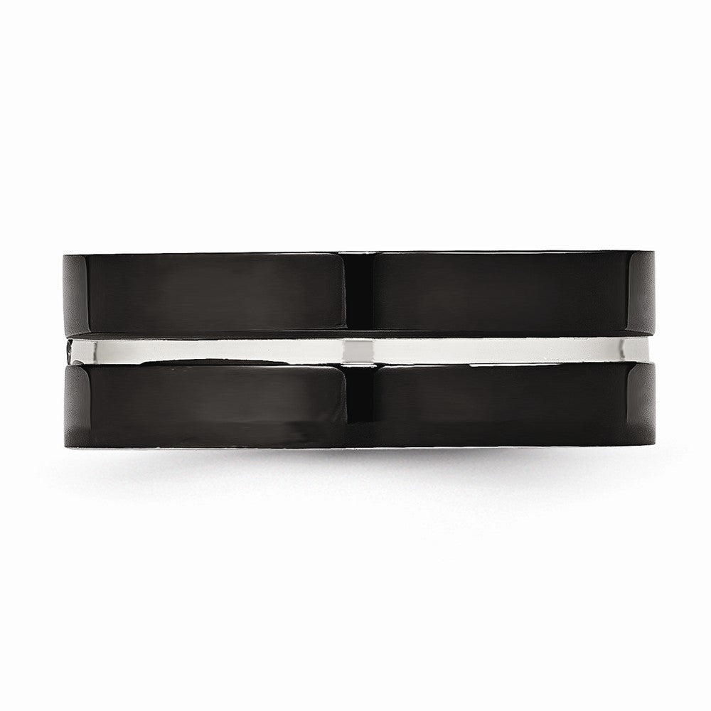 Black CZ Comfort-Fit Wedding Band in Stainless Steel, 8mm