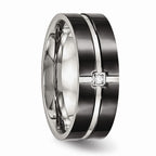 Black CZ Comfort-Fit Wedding Band in Stainless Steel, 8mm