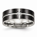 Black CZ Comfort-Fit Wedding Band in Stainless Steel, 8mm