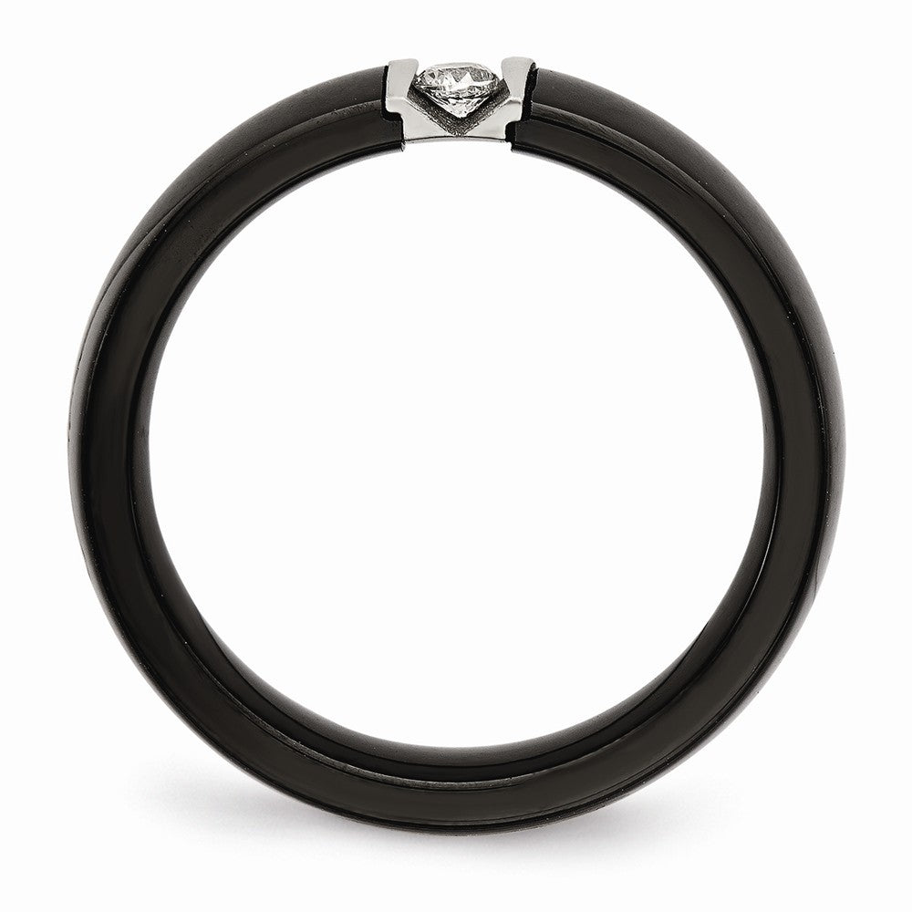 Sophia Jewelers Stainless Steel Wedding Band with Black Ceramic CZ Polished Finish Secondary image