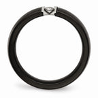Sophia Jewelers Stainless Steel Wedding Band with Black Ceramic CZ Polished Finish