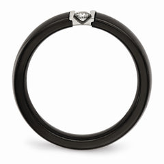 Sophia Jewelers Stainless Steel Wedding Band with Black Ceramic CZ Polished Finish