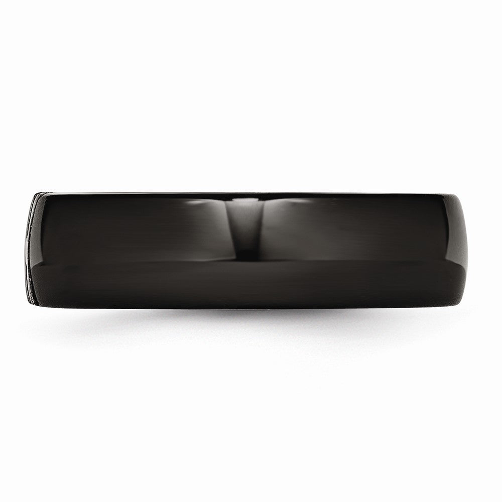 Sophia Jewelers Stainless Steel Wedding Band with Black Ceramic CZ Polished Finish