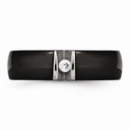 Sophia Jewelers Stainless Steel Wedding Band with Black Ceramic CZ Polished Finish