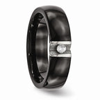 Sophia Jewelers Stainless Steel Wedding Band with Black Ceramic CZ Polished Finish