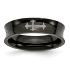 Cross Wedding Band in Black IP-Plated Stainless Steel, 6mm