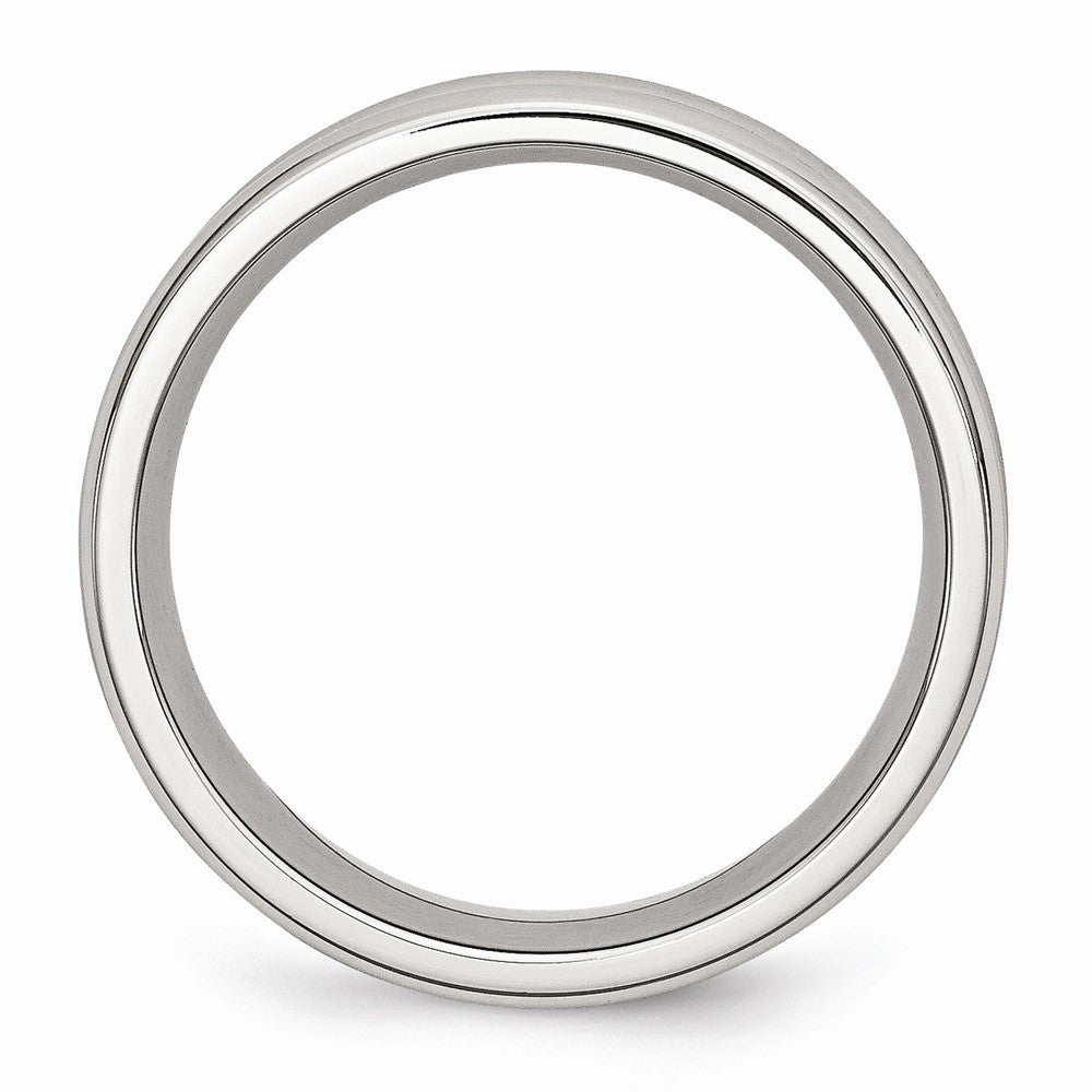 Stainless Steel Wedding Band with Black Carbon Fiber Inlay Engravable - 7 - 7