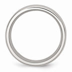 Stainless Steel Wedding Band with Black Carbon Fiber Inlay Engravable