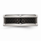 Stainless Steel Wedding Band with Black Carbon Fiber Inlay Engravable