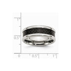 Stainless Steel Polished w/ Black Carbon Fiber Inlay 8mm Band