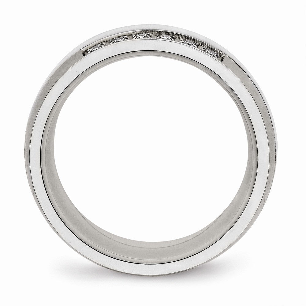 Sophia Jewelers Polished Stainless Steel Wedding Band with CZ Elegance Secondary image