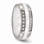 Sophia Jewelers Polished Stainless Steel Wedding Band with CZ Elegance