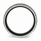 Black Ceramic & CZ Wedding Band in Stainless Steel, 8mm