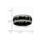 Stainless Steel Polished Black Ceramic CZ Ring