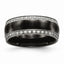 Black Ceramic & CZ Wedding Band in Stainless Steel, 8mm
