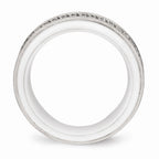 Sophia Jewelers Stainless Steel CZ Polished Ridged Wedding Band