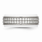 Sophia Jewelers Stainless Steel CZ Polished Ridged Wedding Band