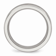 Stainless Steel Wedding Band with Polished Finish and CZ Elegance - 5