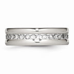 CZ Wedding Band in Stainless Steel, 7mm