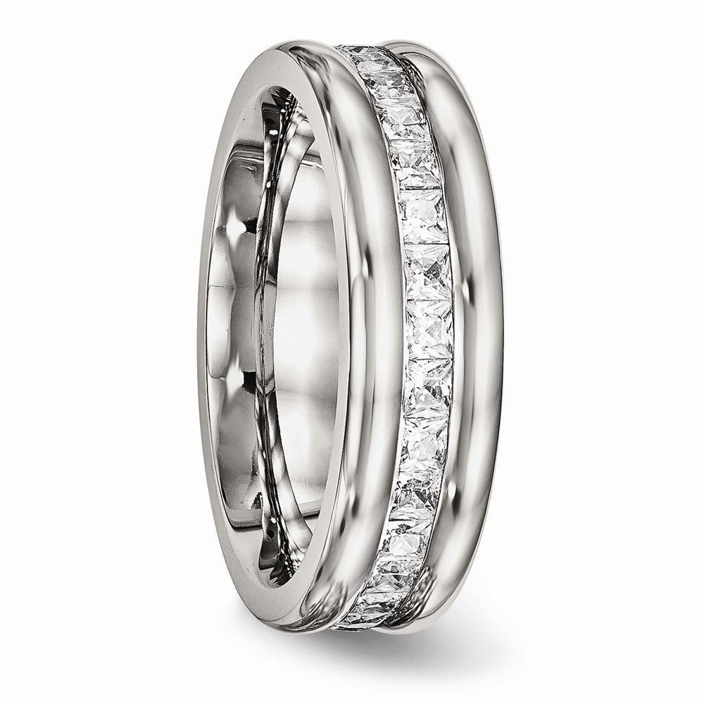 CZ Wedding Band in Stainless Steel, 7mm
