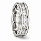 CZ Wedding Band in Stainless Steel, 7mm
