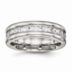 CZ Wedding Band in Stainless Steel, 7mm