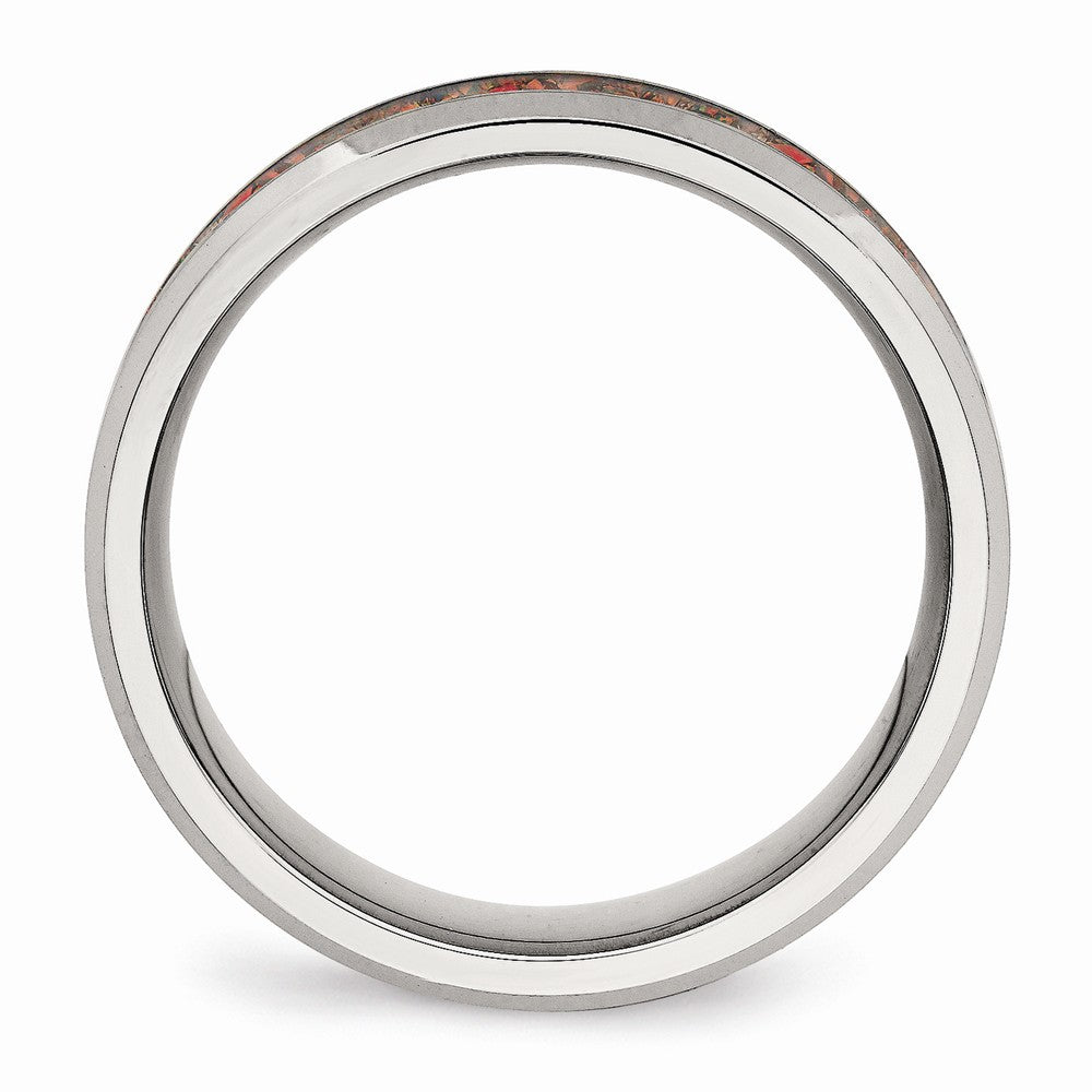 Sophia Jewelers Stainless Steel Men's Ring with Red Opal 8mm Polished Band