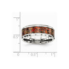 Stainless Steel Polished with Red Imitation Opal 8mm Men's Ring