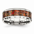 Sophia Jewelers Stainless Steel Men's Ring with Red Opal 8mm Polished Band