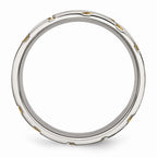 Grooved Wedding Band in Stainless Steel with Gold IP, 6mm