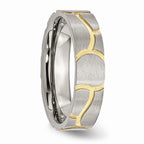 Grooved Wedding Band in Stainless Steel with Gold IP, 6mm
