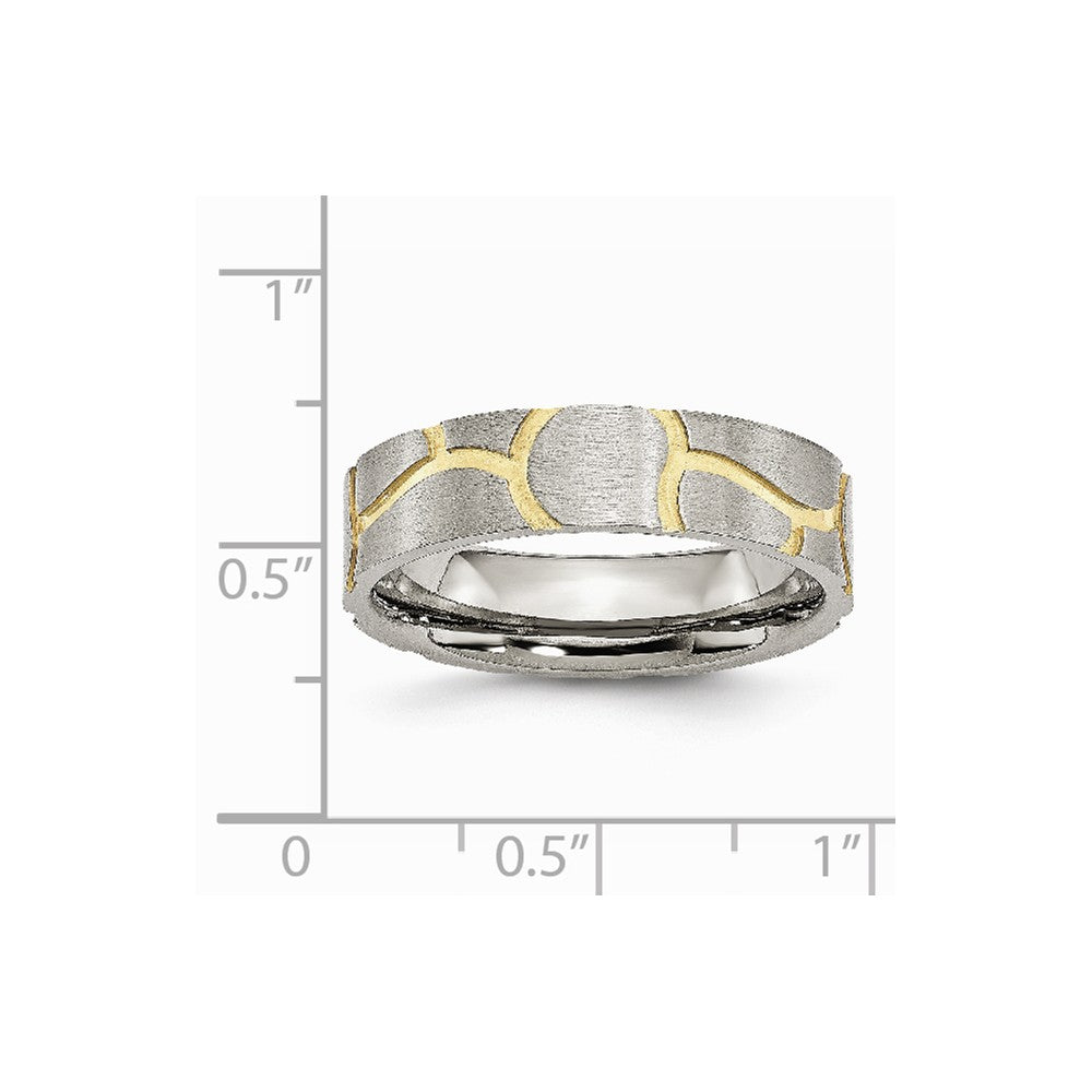 Stainless Steel Grooved Yellow IP-plated Ladies 6mm Brushed Band