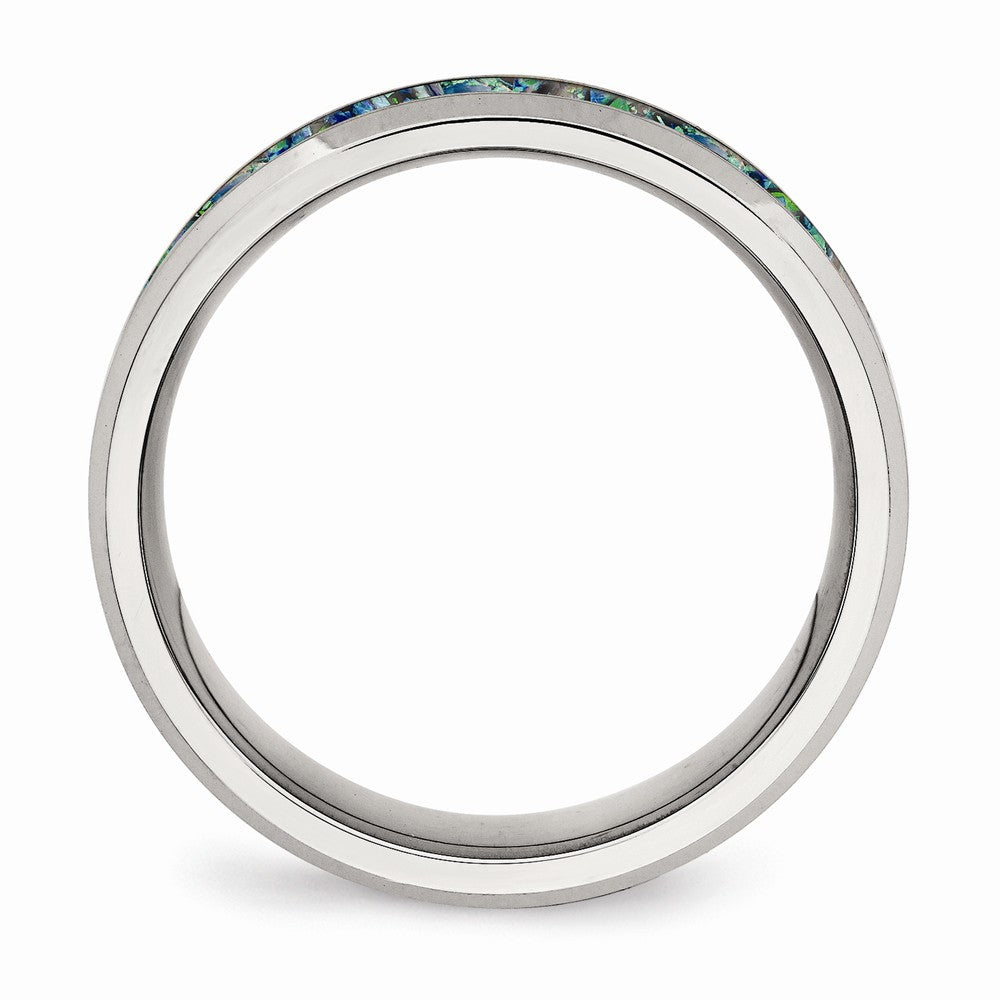 Lab-Created Opal Inlay Wedding Band in Stainless Steel, 8mm